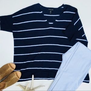 EILEEN FISHER Nautical Sweater Blue White Sz S EUC